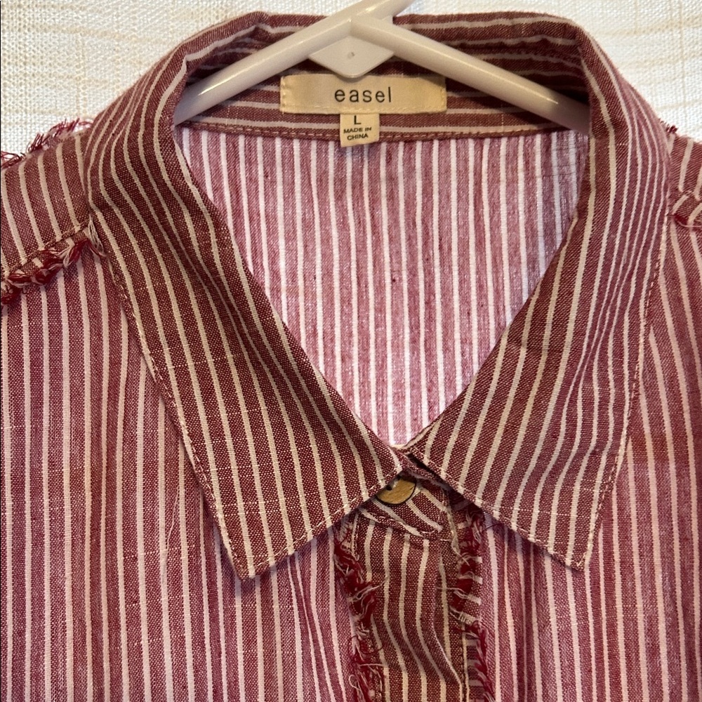Striped raw hem button down by Easel  Sz L